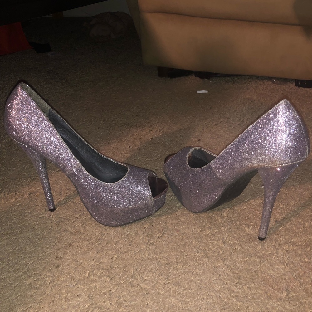 Silver/Grey Glitter High Heels